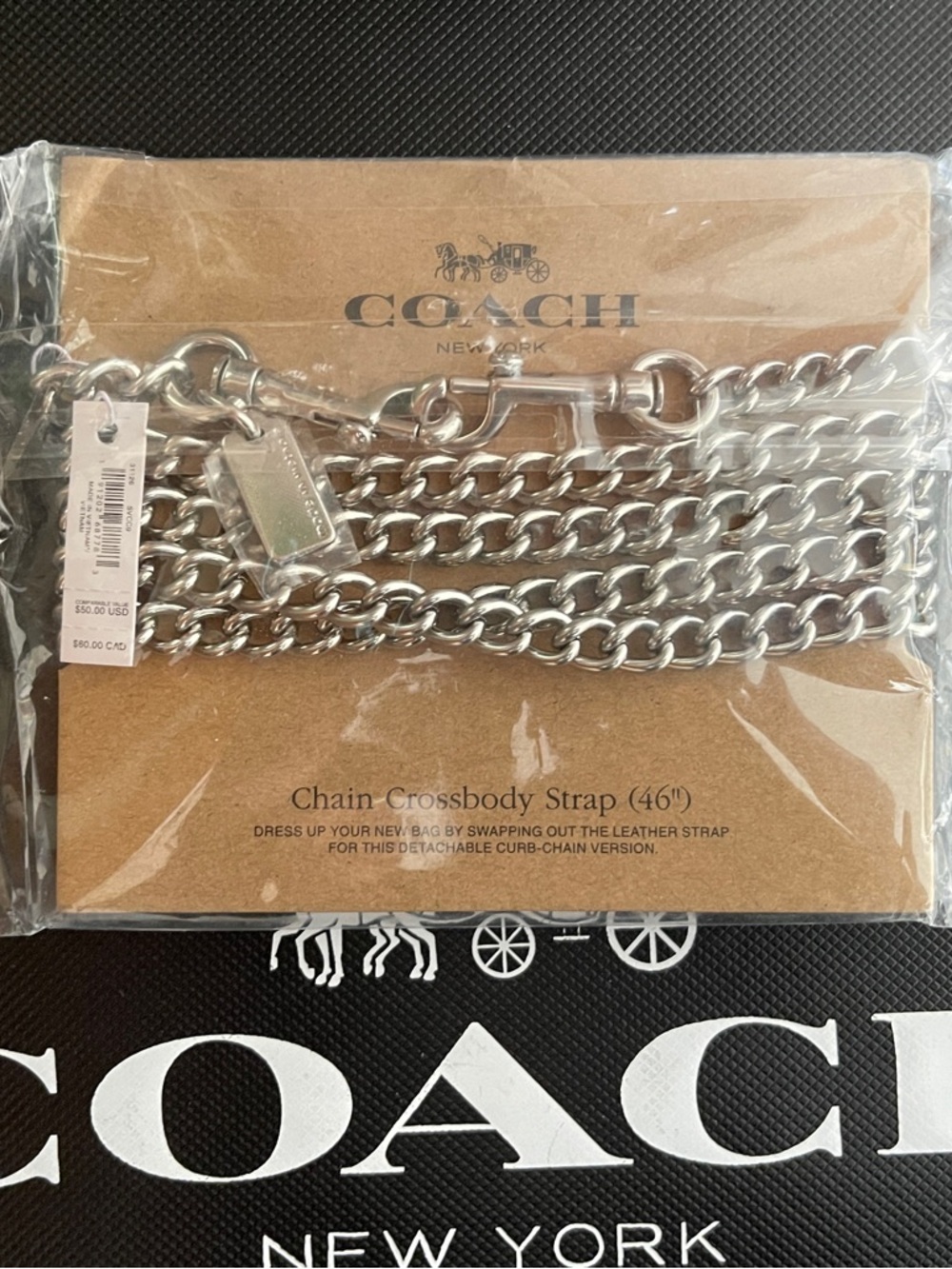 Coach Silver Chain Crossbody Strap - 46" Detachable Curb Chain
